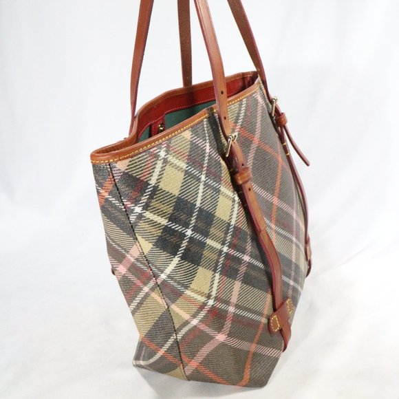 DOONEY & BOURKE Tartan Plaid Shopper Tote Purse VTG - Picture 6 of 16